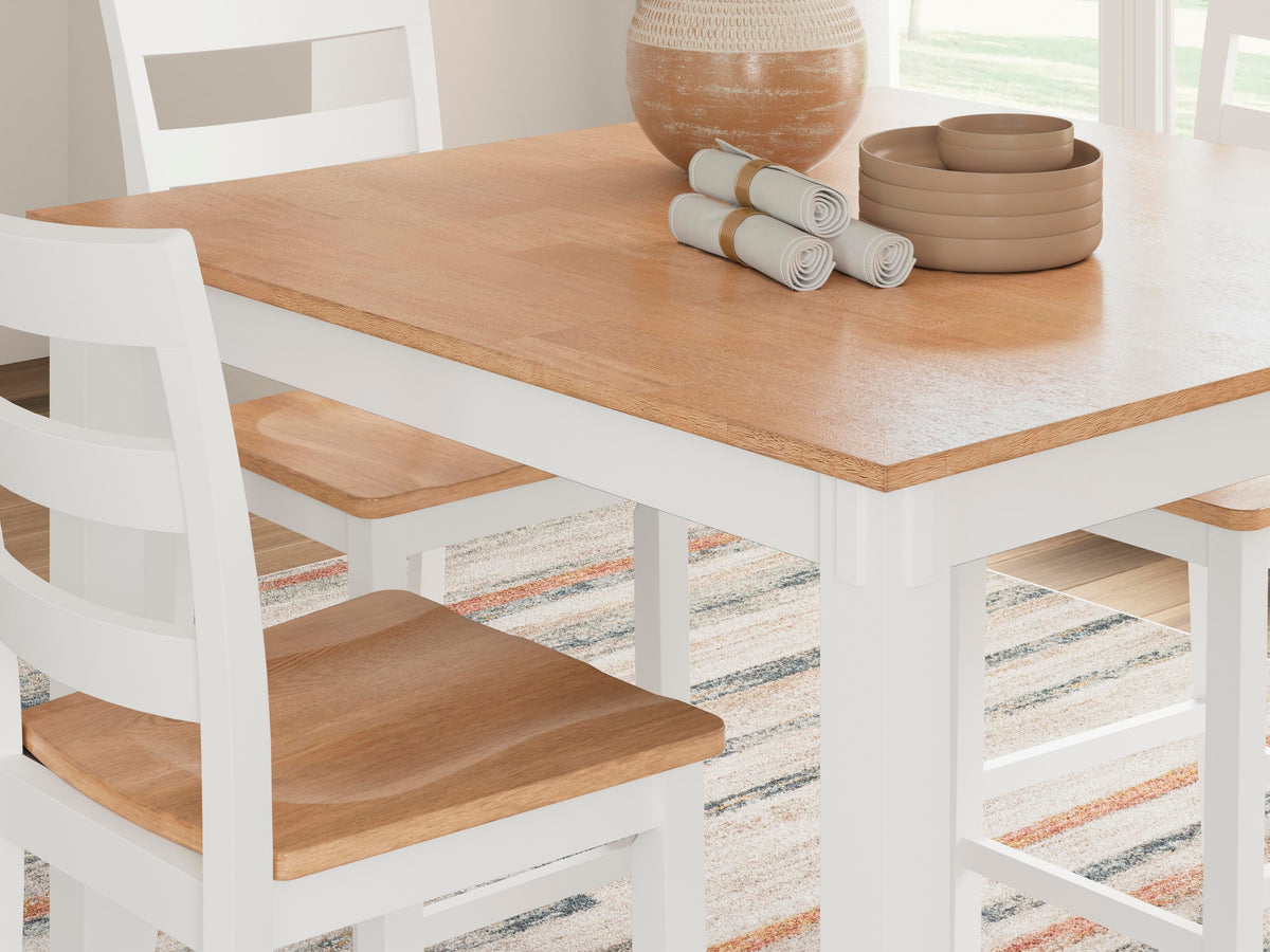 Gesthaven Natural/White Counter Height Dining Table and 4 Barstools (Set of 5)