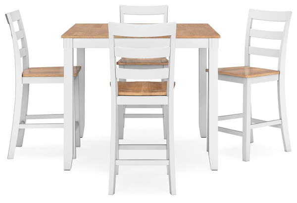 Gesthaven Natural/White Counter Height Dining Table and 4 Barstools (Set of 5)