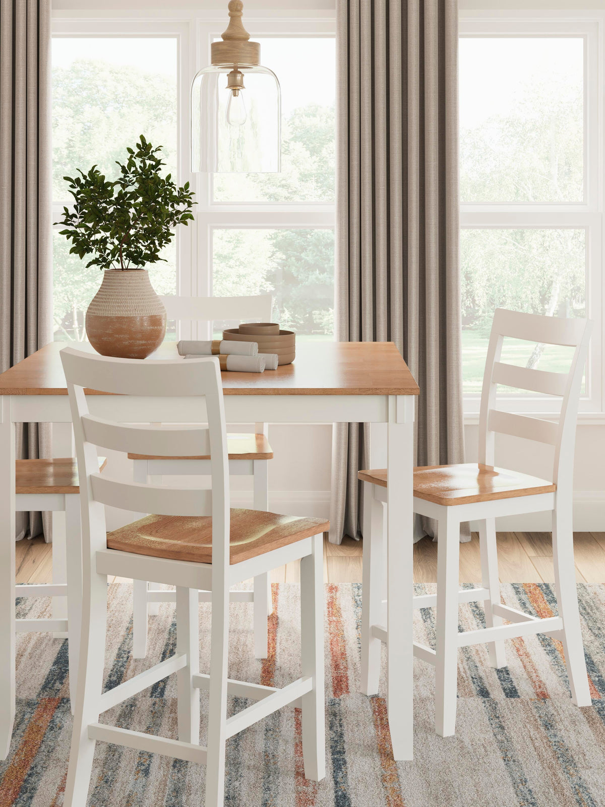 Gesthaven Natural/White Counter Height Dining Table and 4 Barstools (Set of 5)