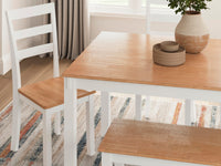 Gesthaven Natural/White Dining Table with 4 Chairs and Bench (Set of 6)