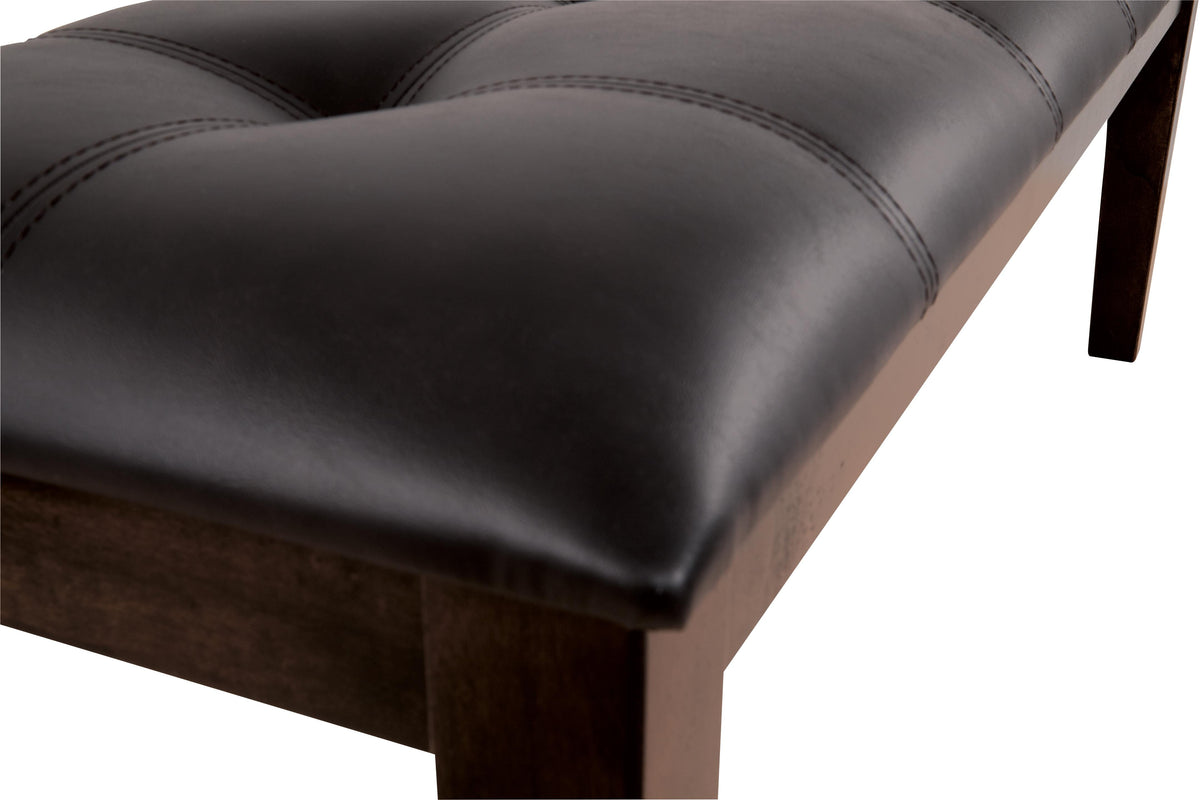Haddigan Dark Brown Upholstered Dining Bench