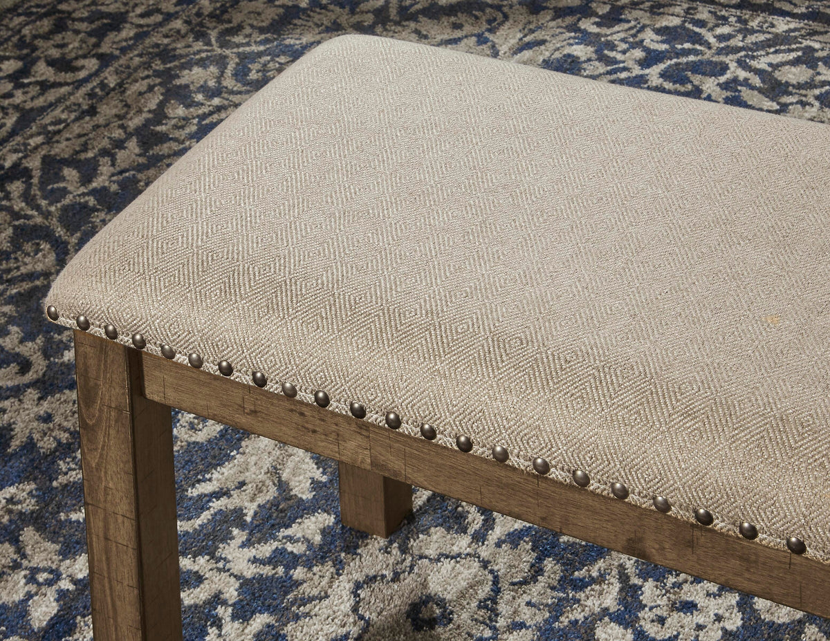 Moriville Beige Upholstered Dining Bench