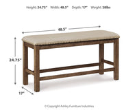 Moriville Beige Counter Height Upholstered Dining Bench