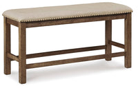 Moriville Beige Counter Height Upholstered Dining Bench
