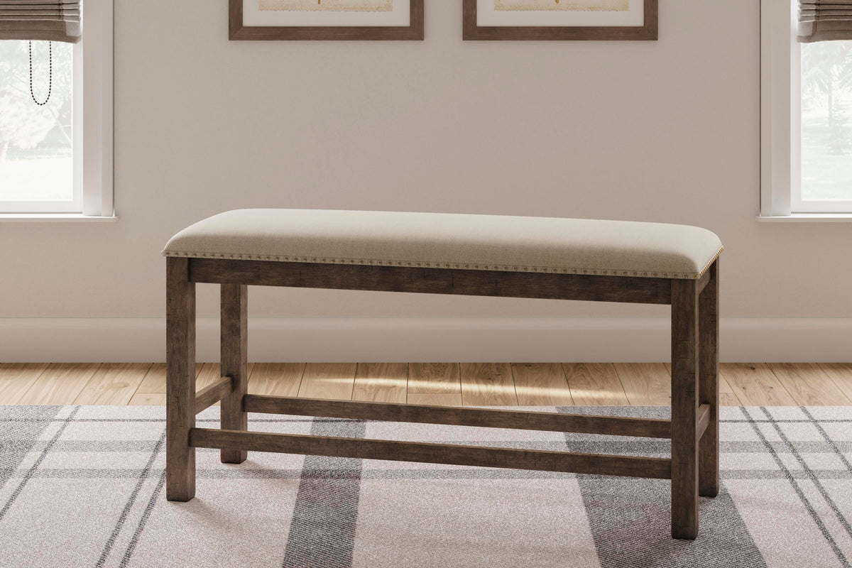 Moriville Beige Counter Height Upholstered Dining Bench