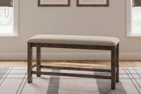Moriville Beige Counter Height Upholstered Dining Bench