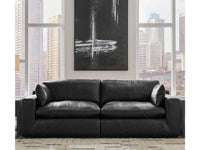 Emilia Black Leather 2pc Modular Sectional Loveseat