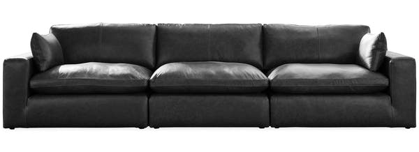 Emilia Black Leather 3pc Modular Sectional Sofa
