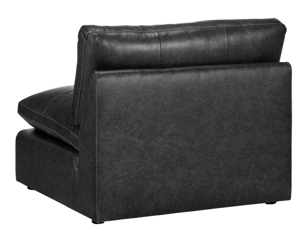 Emilia Black Leather 3pc Modular Sectional Sofa