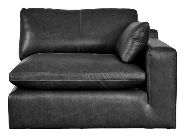 Emilia Black Leather 3pc Modular Sectional Sofa