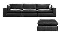 Emilia Black Leather 3pc Modular Sectional Sofa