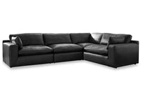 Emilia Black Leather 4pc Modular Sectional Sofa