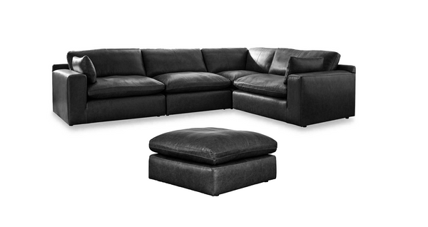Emilia Black Leather 4pc Modular Sectional Sofa