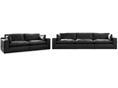 Emilia Black Leather 5pc Modular Sectional Living Room Set