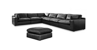 Emilia Black Leather 6pc Modular Sectional