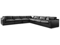 Emilia Black Leather 7pc Modular Sectional