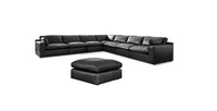Emilia Black Leather 7pc Modular Sectional
