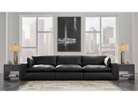 Emilia Black Leather 3pc Modular Sectional Sofa