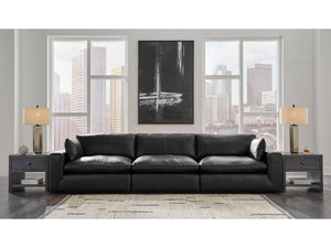 Emilia Black Leather 3pc Modular Sectional Sofa