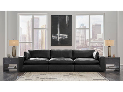Emilia Black Leather 3pc Modular Sectional Sofa