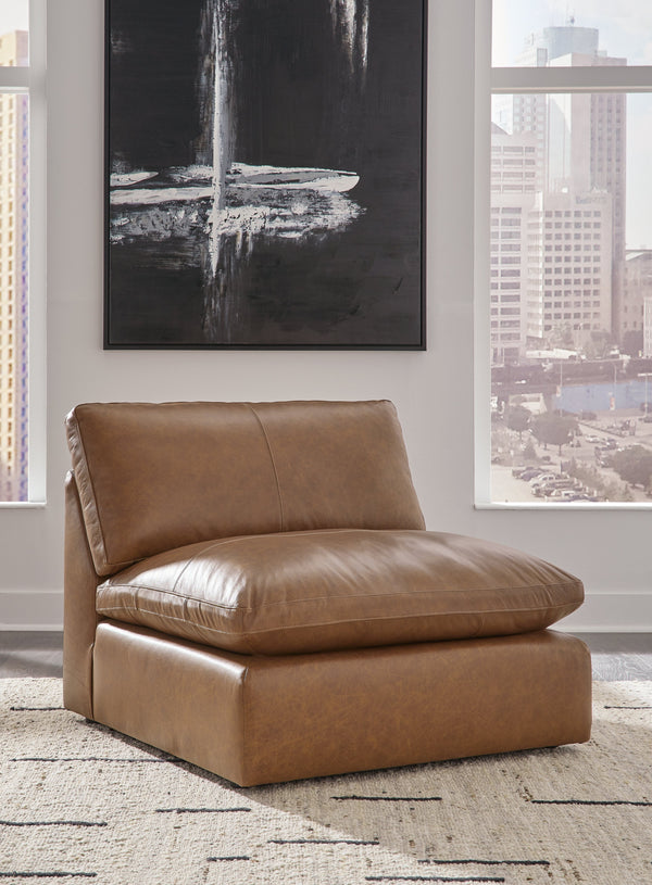 Emilia Caramel 3-Piece Sectional and 2 Ottomans