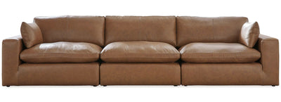 Emilia Caramel Leather 3pc Modular Sectional Sofa