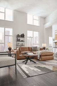 Emilia Caramel Leather 3pc Modular Sectional w/ Ottoman