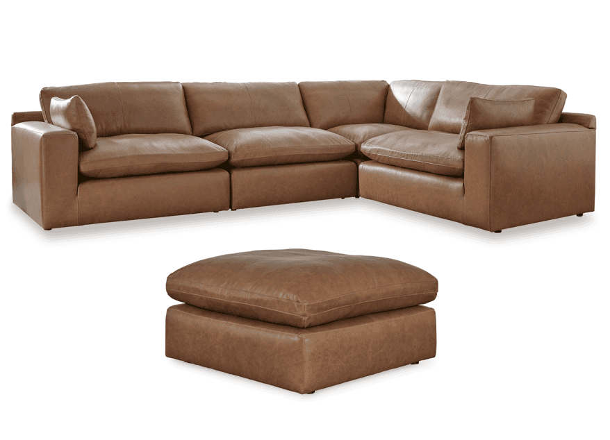 Emilia Caramel Leather 4pc Modular Sectional Sofa