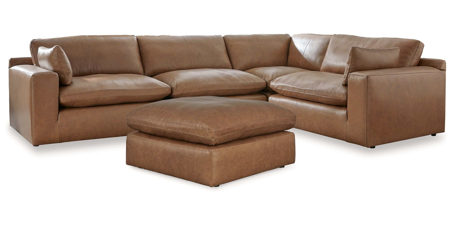 Emilia Caramel Leather 4pc Modular Sectional Sofa
