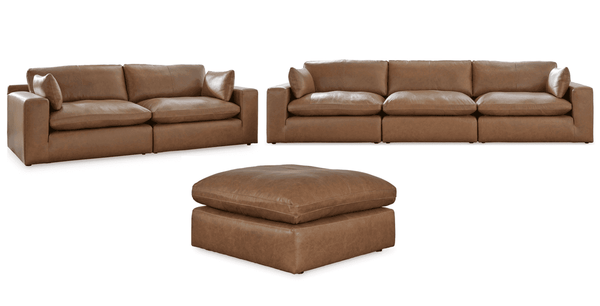 Emilia Caramel Leather 5pc Modular Sectional Living Room Set