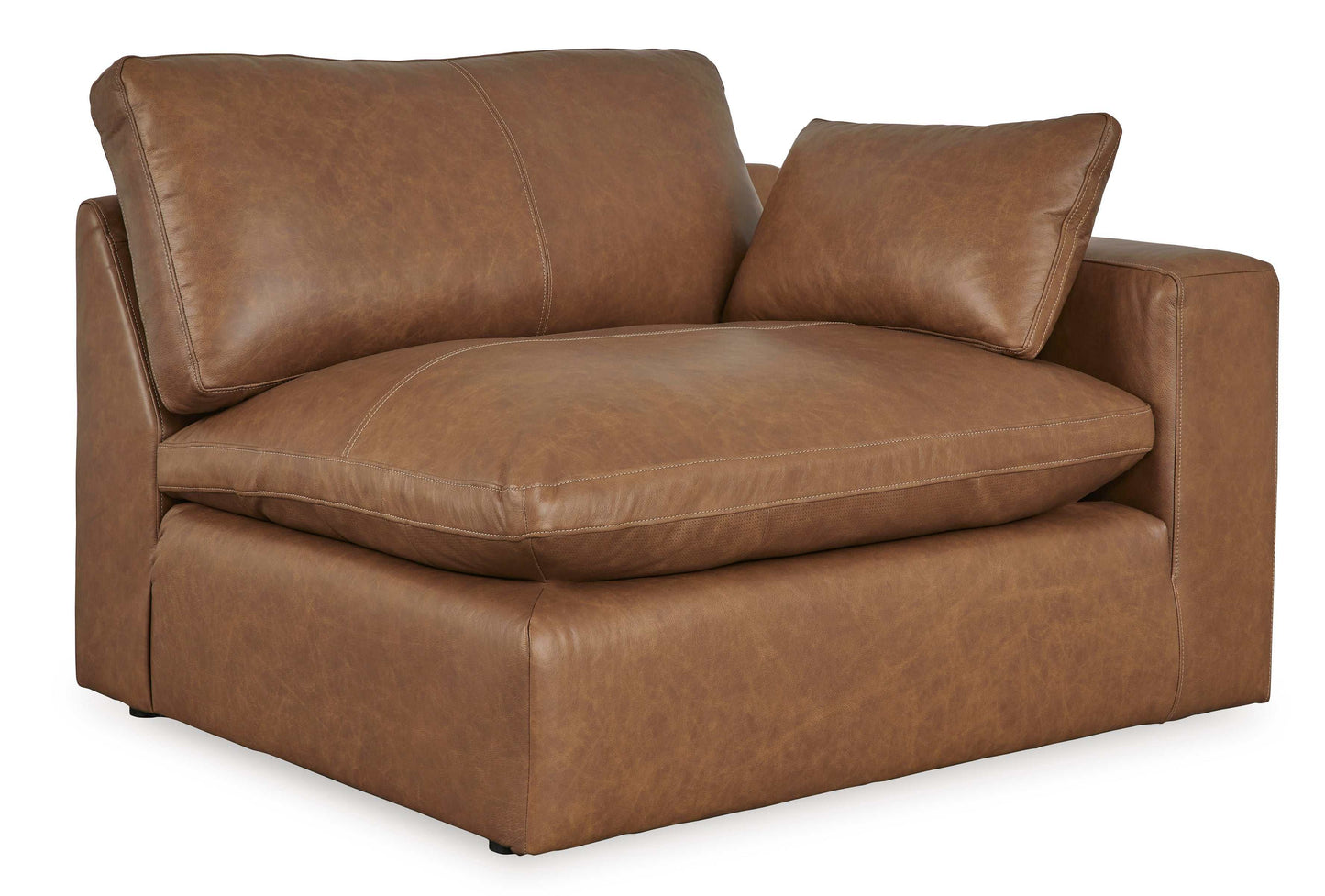 Emilia Caramel Leather 5pc Modular Sectional and Ottoman
