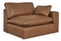 Emilia Caramel Leather 5pc Modular Sectional and Ottoman