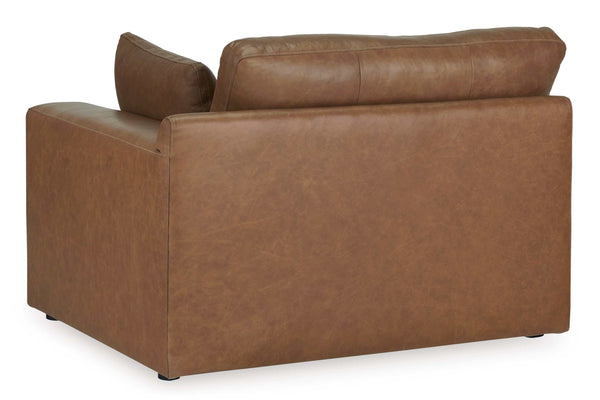 Emilia Caramel Leather 5pc Modular Sectional and Ottoman