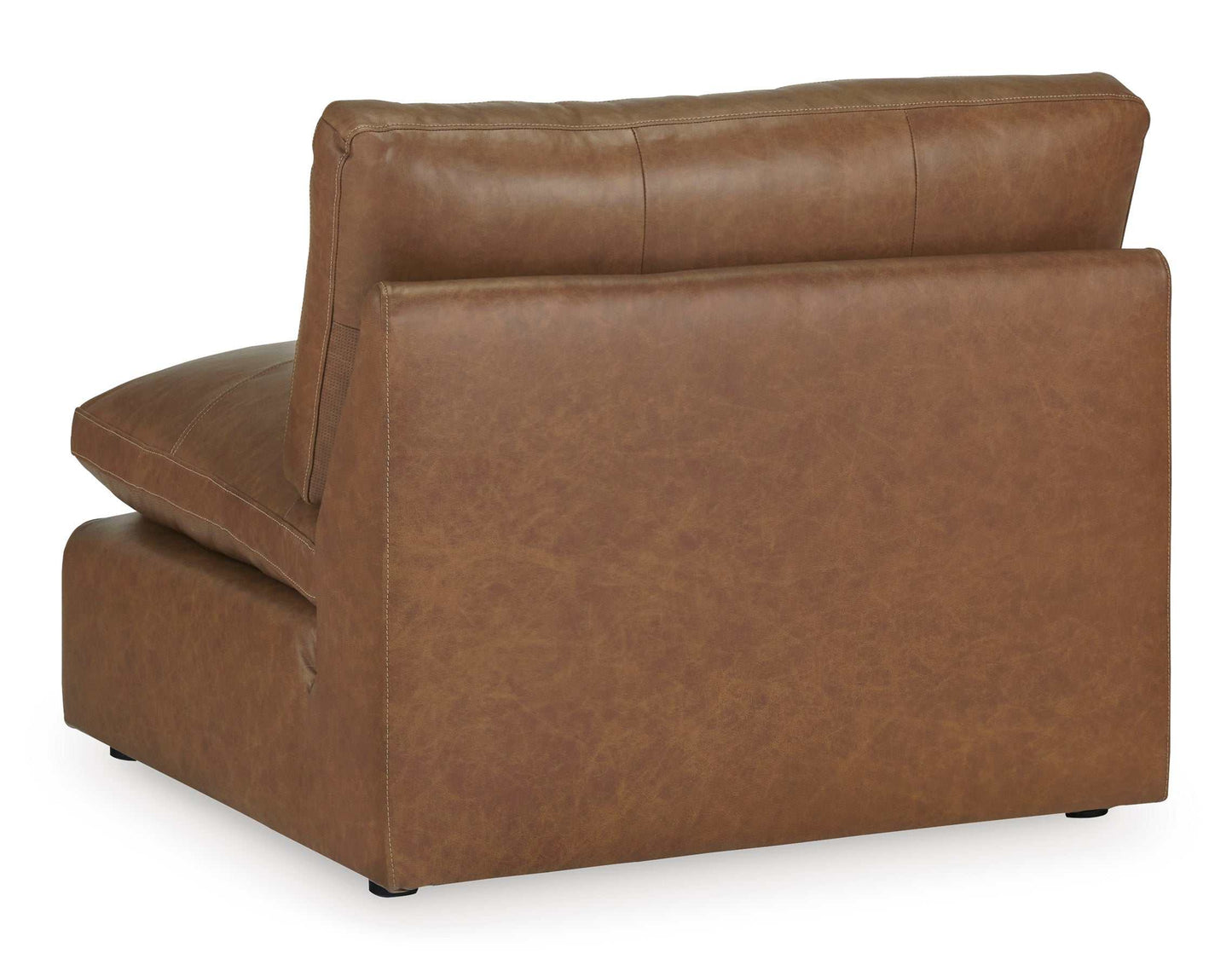 Emilia Caramel Leather 5pc Modular Sectional and Ottoman