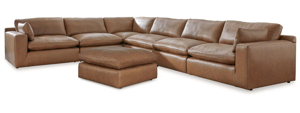 Emilia Caramel Leather 6pc Modular Sectional