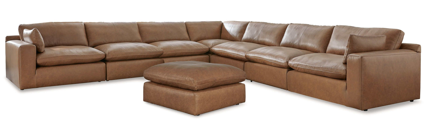 Emilia Caramel Leather 7pc Modular Sectional