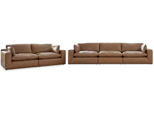 Emilia Caramel Leather 5pc Modular Sectional Living Room Set