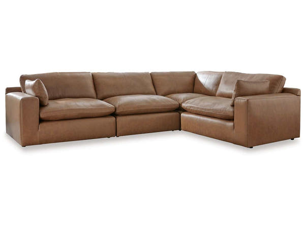 Emilia Caramel Leather 4pc Modular Sectional Sofa