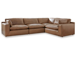 Emilia Caramel Leather 4pc Modular Sectional Sofa