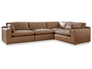 Emilia Caramel Leather 4pc Modular Sectional Sofa