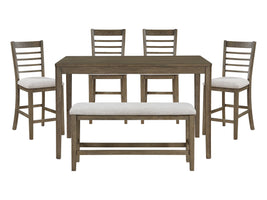 HomElegance Emilia Light Brown/Gray 6-Piece Pack Counter Height Set