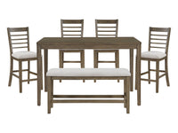 HomElegance Emilia Light Brown/Gray 6-Piece Pack Counter Height Set