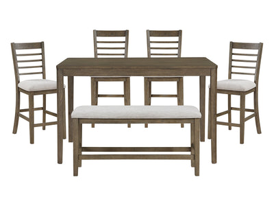 HomElegance Emilia Light Brown/Gray 6-Piece Pack Counter Height Set