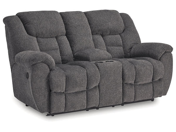 Foreside Charcoal Reclining Loveseat w/Console