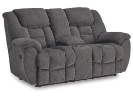 Foreside Charcoal Reclining Loveseat w/Console