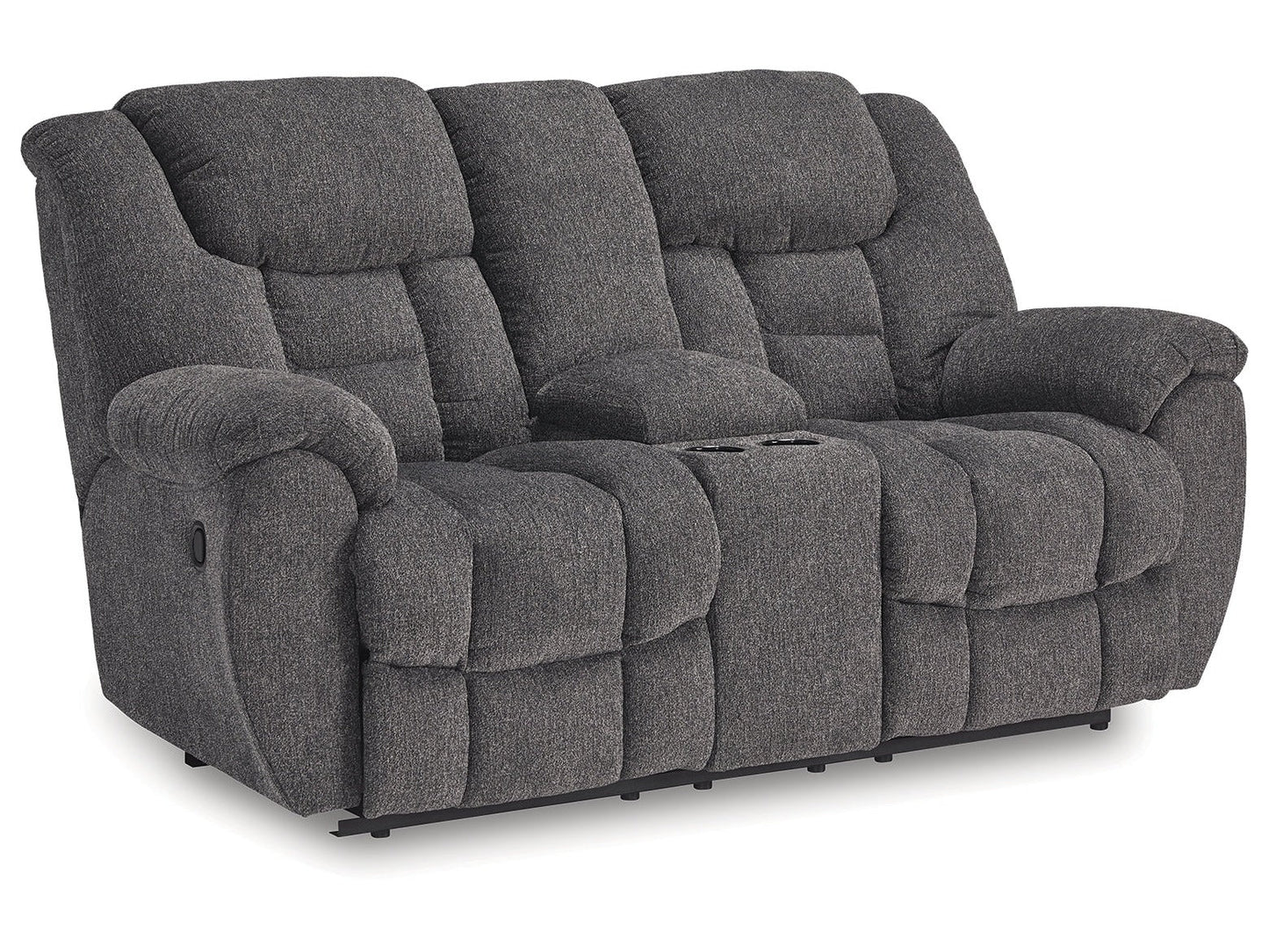 Foreside Charcoal Reclining Loveseat w/Console