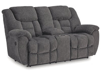Foreside Charcoal Reclining Loveseat w/Console