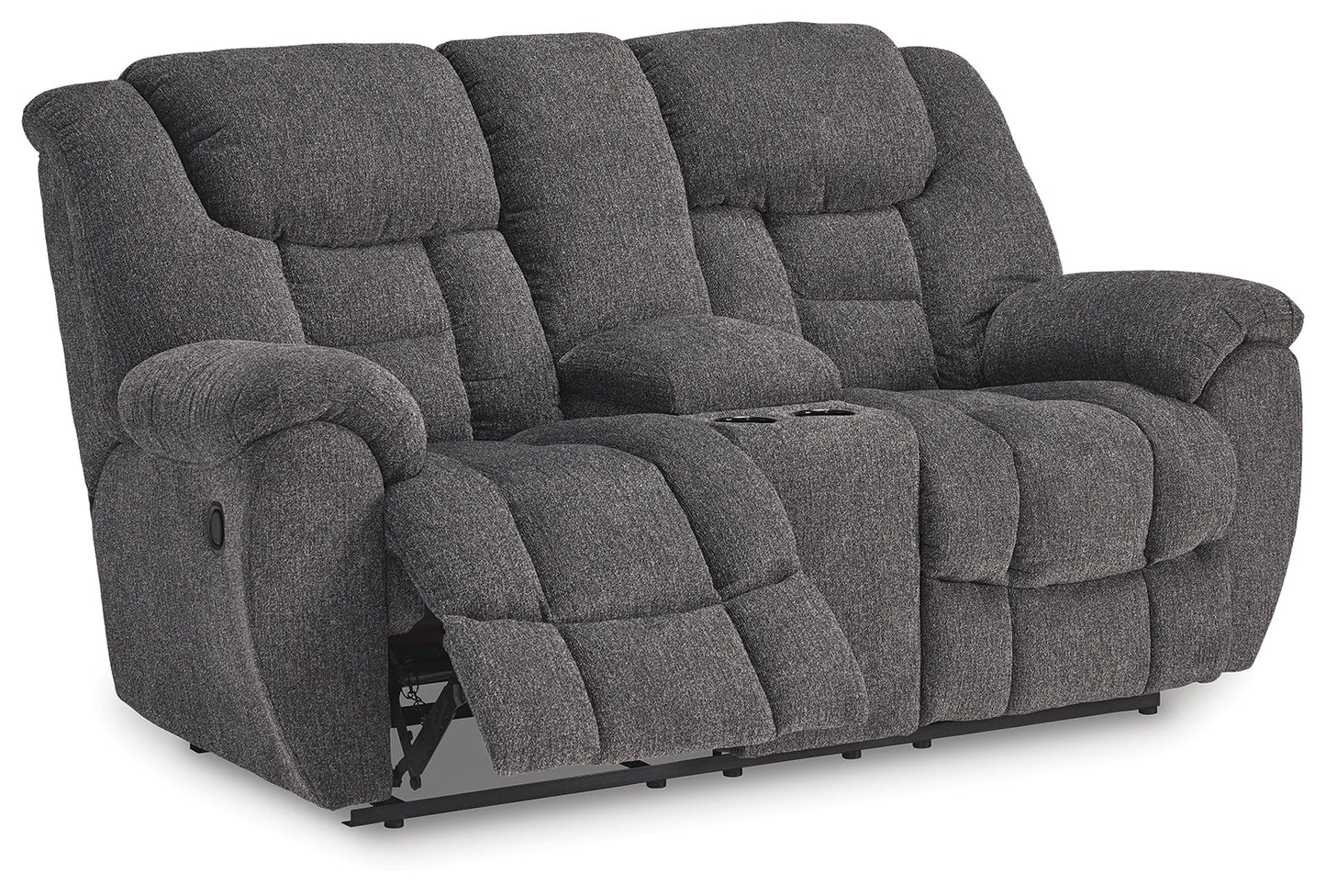 Foreside Charcoal Reclining Loveseat w/Console