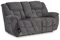 Foreside Charcoal Reclining Loveseat w/Console