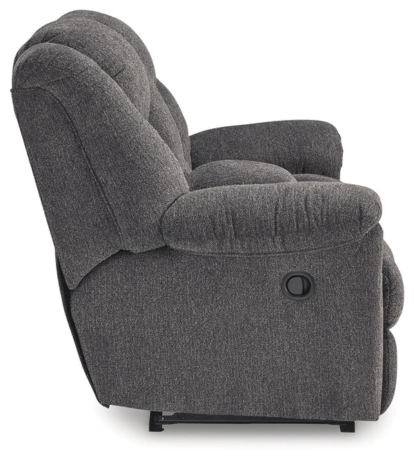 Foreside Charcoal Reclining Loveseat w/Console